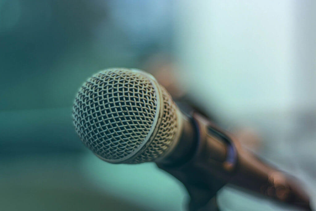 Up close photo of a microphone
