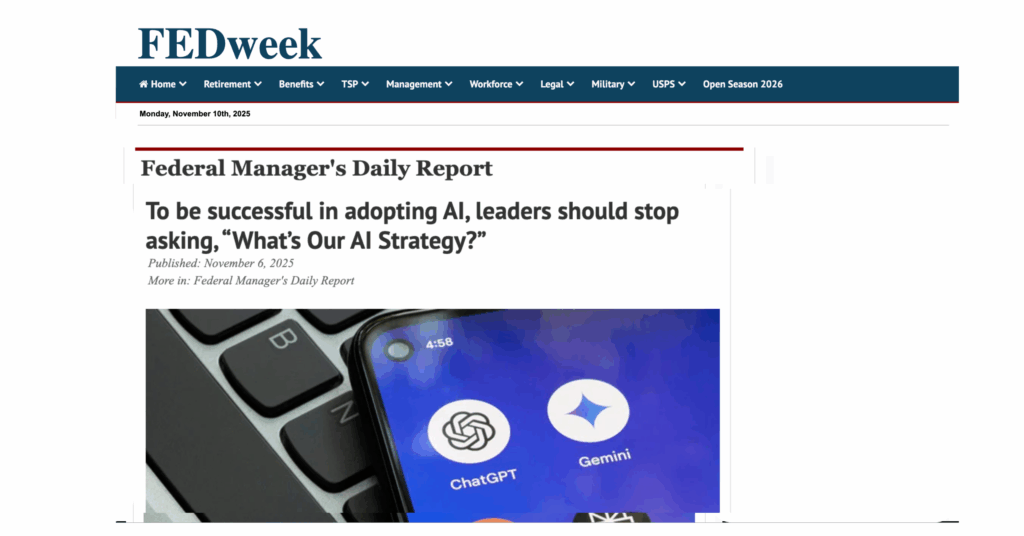 Gaurav Gupta, is Head of R&D at change management firm Kotter's Fedweek article