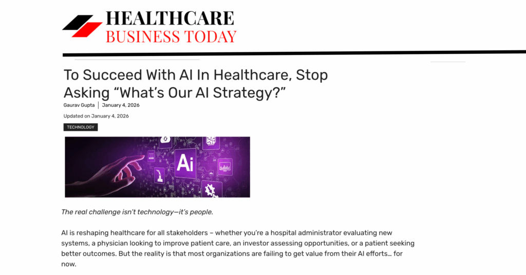 Healthcare Business Today Article by Kotter's Head of R+D Gaurav Gupta